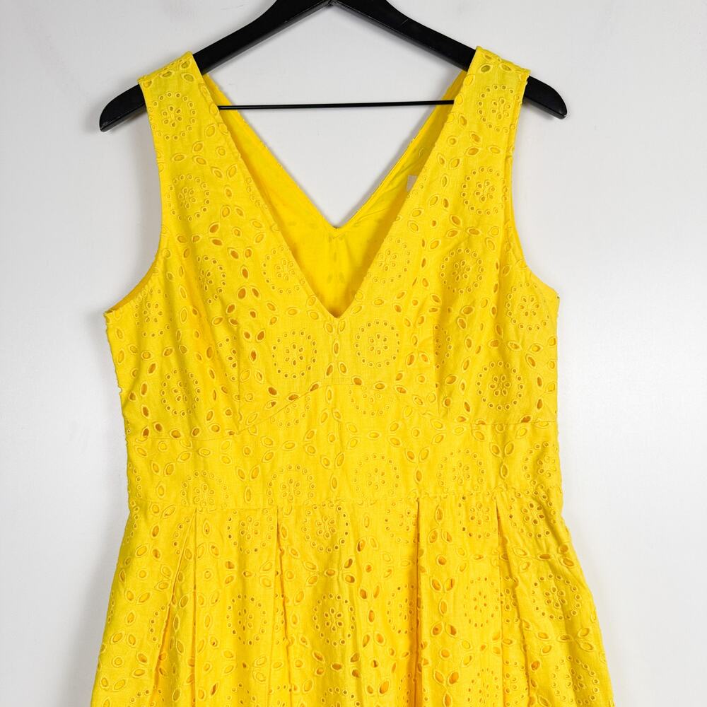 Boden Broderie Occasion Midi Dress Embroidered Eyelet Fit Flare Yellow - 10 10R - Picture 2 of 9